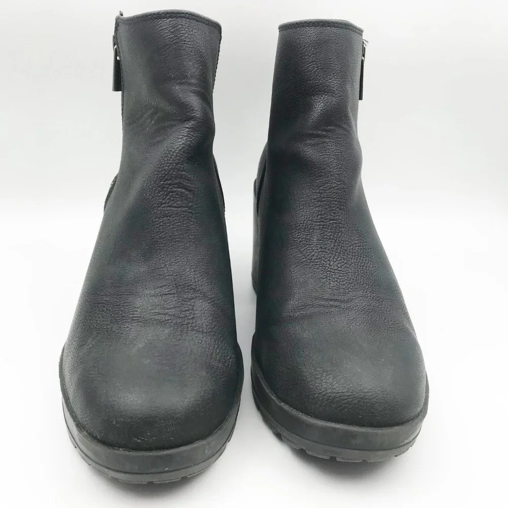 MIX NO. 6 Weinbaum Black Chunky Platform Block Heel Ankle Boots Womens 10